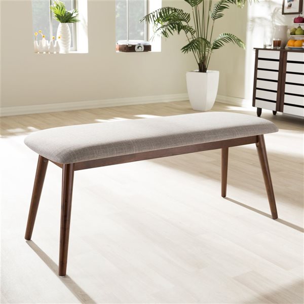 Baxton Studio Flora Light Grey and Oak Brown Rectangular Dining Bench