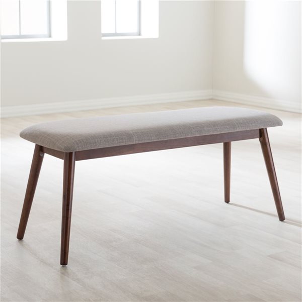 Baxton Studio Flora Light Grey and Oak Brown Rectangular Dining Bench