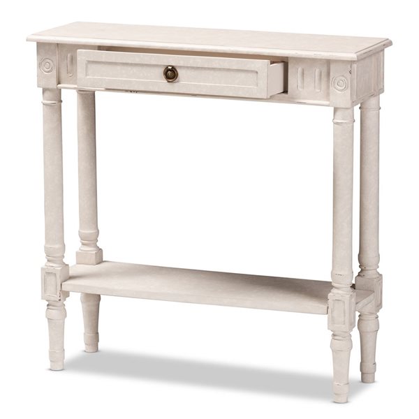 Baxton Studio Ariella Whitewash Farmhouse 1 Drawer Console Table