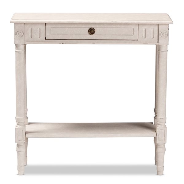 Baxton Studio Ariella Whitewash Farmhouse 1-Drawer Console Table