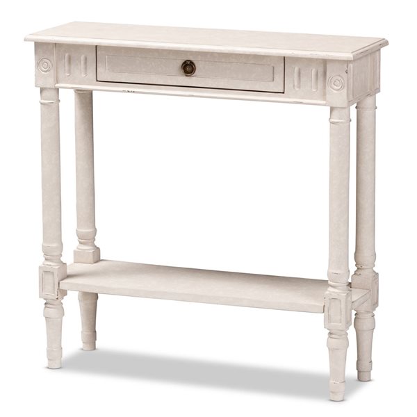 Baxton Studio Ariella Whitewash Farmhouse 1-Drawer Console Table