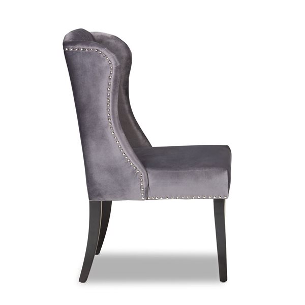 Baxton Studio Lamont Transitional Velvet Upholstered Wingback Chair with Wood Frame