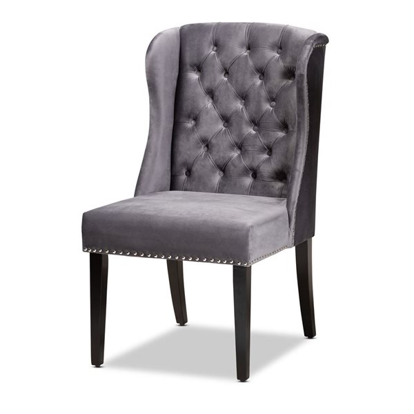 Baxton Studio Lamont Transitional Velvet Upholstered Wingback Chair with Wood Frame