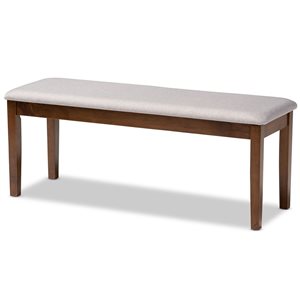 Baxton Studio Teresa Grey and Walnut Brown Rectangular Dining Bench