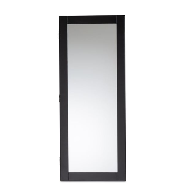 Baxton Studio Pontus Black Wall-Mount Jewelry Armoire with Mirror
