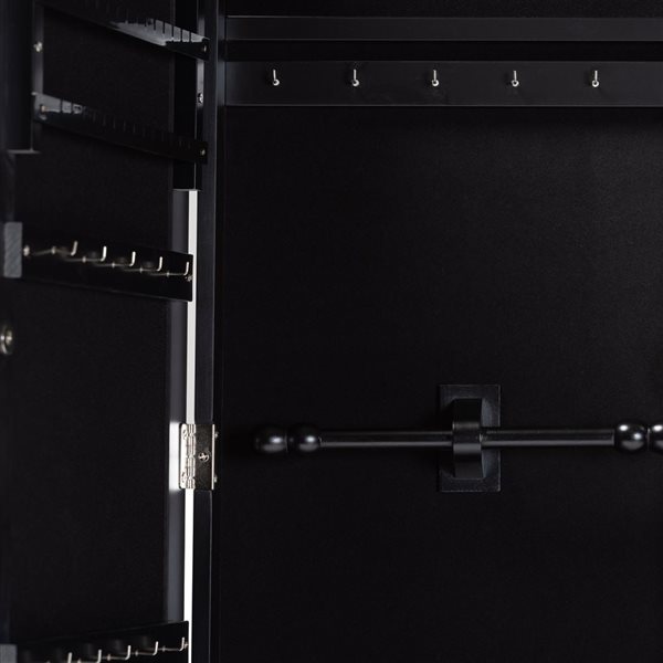 Baxton Studio Pontus Black Wall-Mount Jewelry Armoire with Mirror