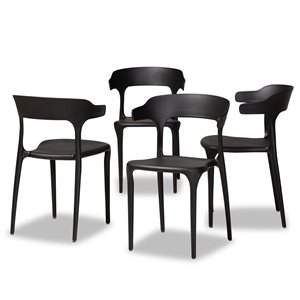 Baxton Studio Gould Black Transitional Side Chair with Plastic Frame - Set of 4