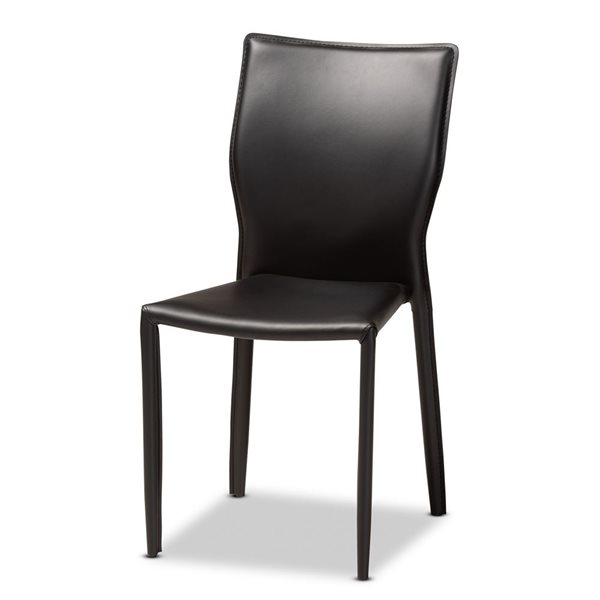 Baxton Studio Heidi Black Faux Leather Upholstered Side Chair with Metal Frame - Set of 4