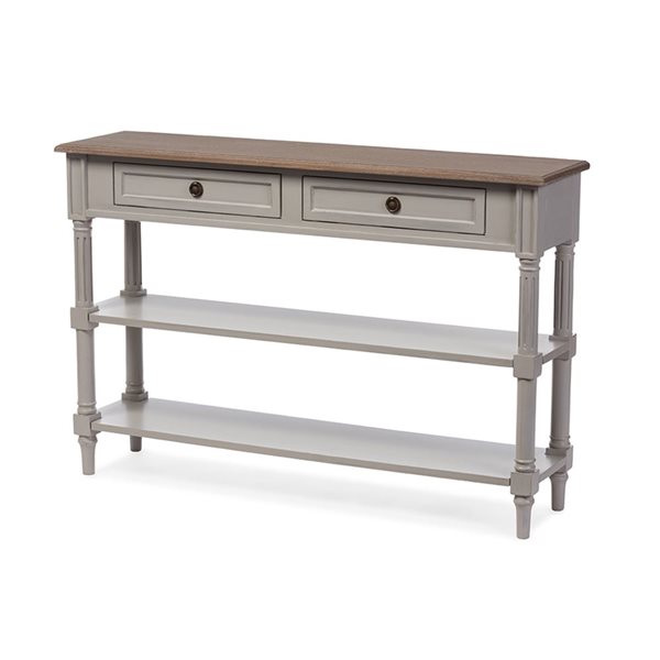 Baxton Studio Edouard Walnut Brown/Grey Vintage 2-Drawer Console Table