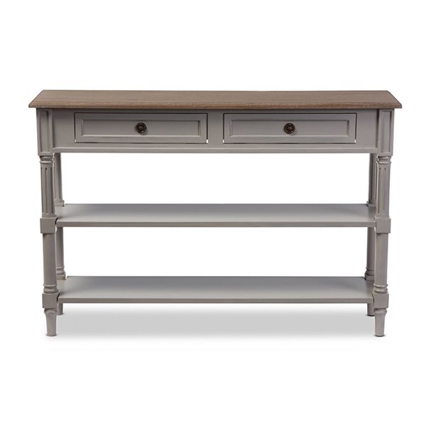 Baxton Studio Edouard Walnut Brown/Grey Vintage 2-Drawer Console Table