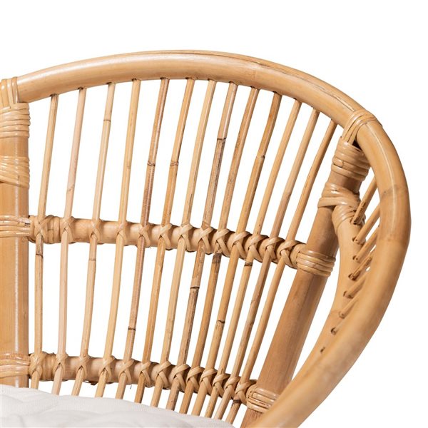 Baxton Studio Adrina Contemporary Polyester Side Chair with Wicker Frame