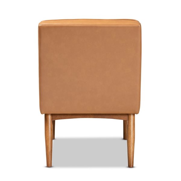 Baxton Studio Daymond Traditional Tan Faux Leather Upholstered Side Chair with Wood Frame