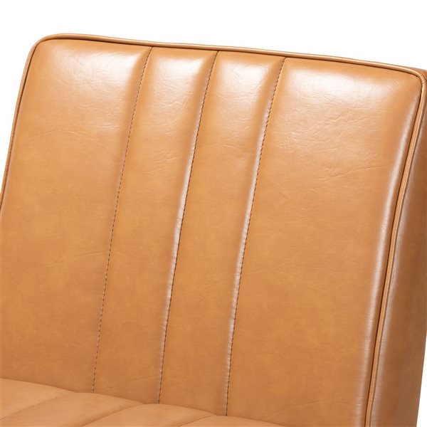 Baxton Studio Daymond Traditional Tan Faux Leather Upholstered Side Chair with Wood Frame