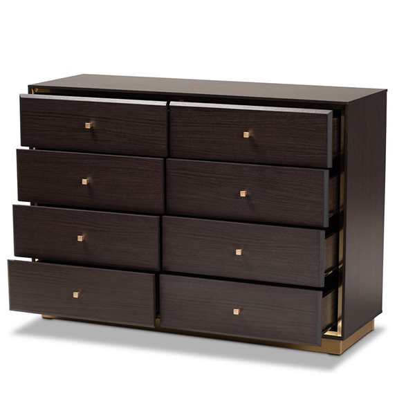 Baxton Studio Cormac Espresso Brown/Gold 8-Drawer Standard Dresser