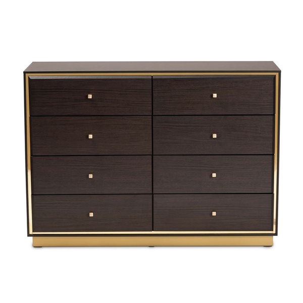 Baxton Studio Cormac Espresso Brown/Gold 8-Drawer Standard Dresser