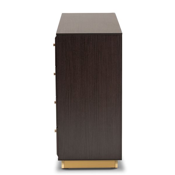 Baxton Studio Cormac Espresso Brown/Gold 8-Drawer Standard Dresser