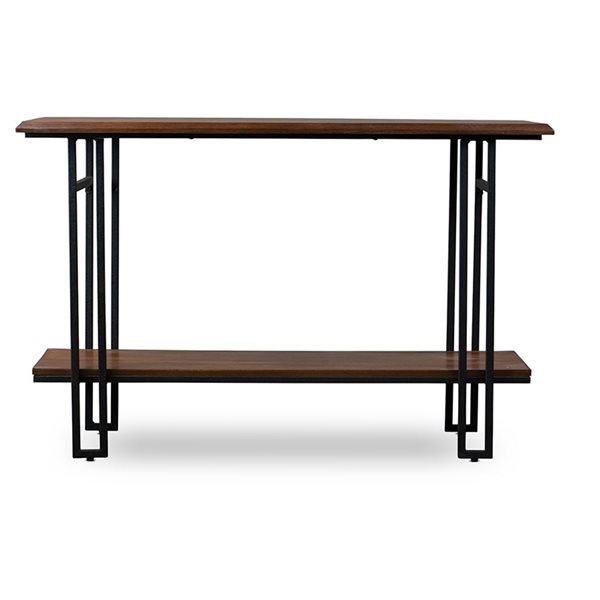 Baxton Studio Newcastle Walnut Brown Wood Industrial Console Table