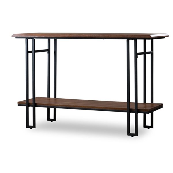 Baxton Studio Newcastle Walnut Brown Wood Industrial Console Table