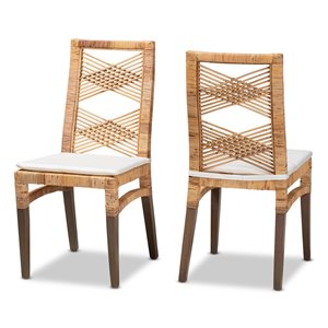 Baxton Studio Poltak Contemporary Polyester Side Chair with Wood Frame - Set of 2