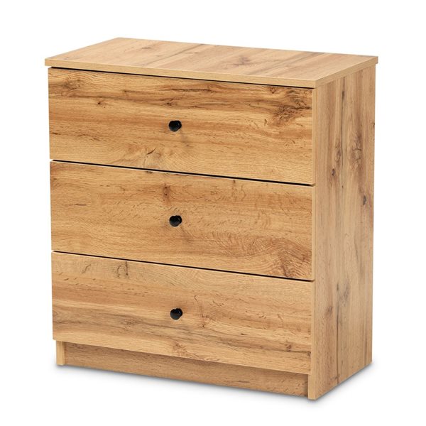 Baxton Studio Decon Oak Brown 3-Drawer Standard Chest