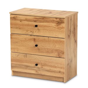 Baxton Studio Decon Oak Brown 3-Drawer Standard Chest