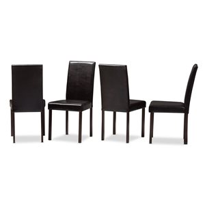 Baxton Studio Andrew Contemporary Faux Leather Upholstered Side Chair with Wood Frame - Set of 4