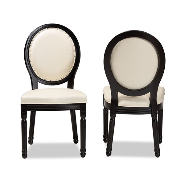 Baxton Studio Louis Traditional Faux Leather Upholstered Side Chair with Wood Frame - Set of 2