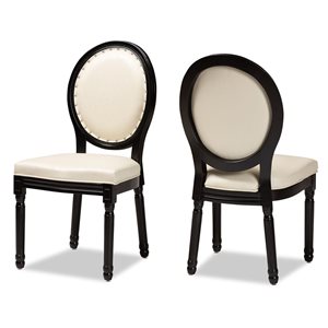 Baxton Studio Louis Traditional Faux Leather Upholstered Side Chair with Wood Frame - Set of 2