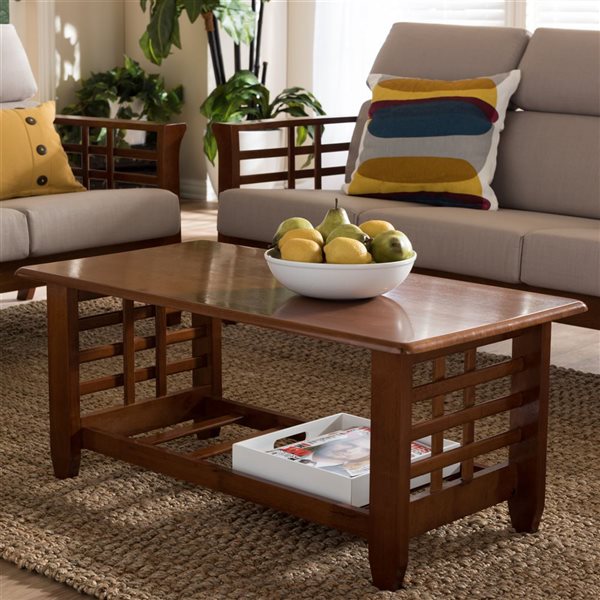 Baxton Studio Larissa Cherry Brown Wood Coffee Table 6893 LWC RONA