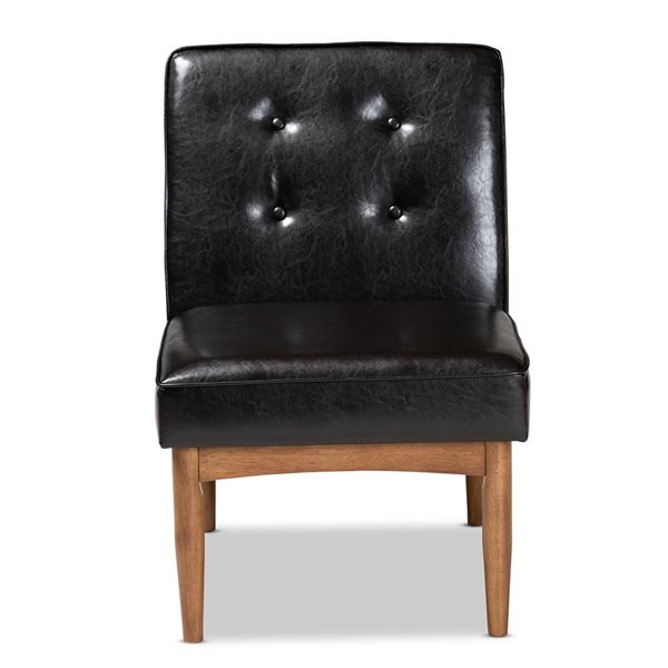 Baxton Studio Arvid Traditional Faux Leather Upholstered Side Chair with Wood Frame