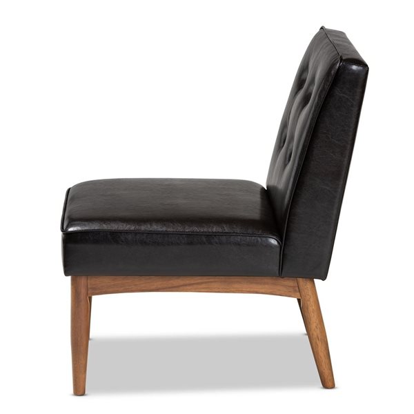 Baxton Studio Arvid Traditional Faux Leather Upholstered Side Chair with Wood Frame