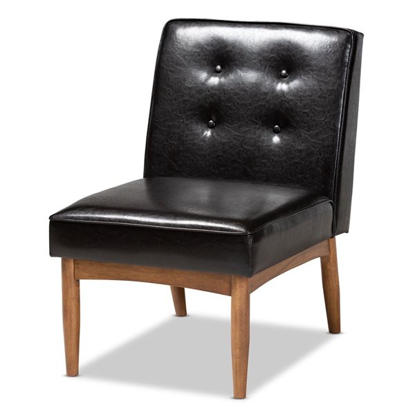 Baxton Studio Arvid Traditional Faux Leather Upholstered Side Chair with Wood Frame