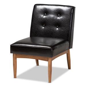 Baxton Studio Arvid Traditional Faux Leather Upholstered Side Chair with Wood Frame