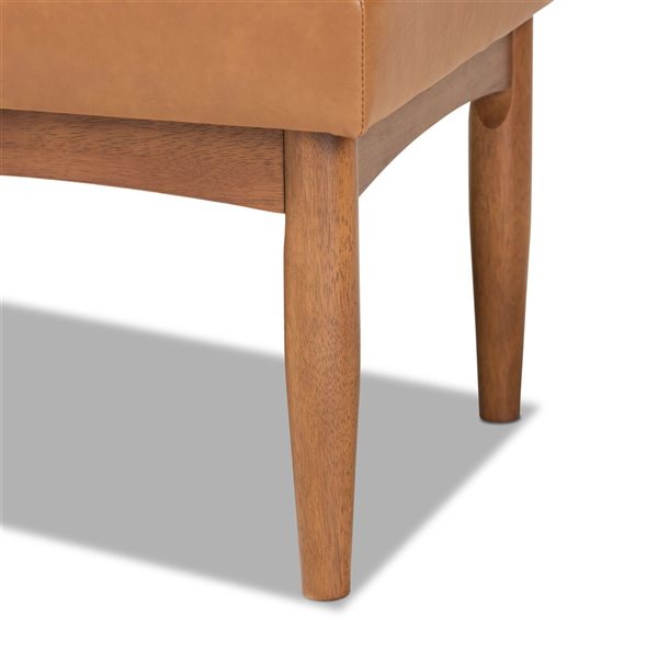 Baxton Studio Arvid Tan Faux Leather and Walnut Rectangular Dining Bench