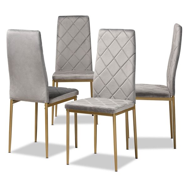 Baxton Studio Blaise Contemporary Polyester Upholstered Side Chair with Wood Frame - Set of 4