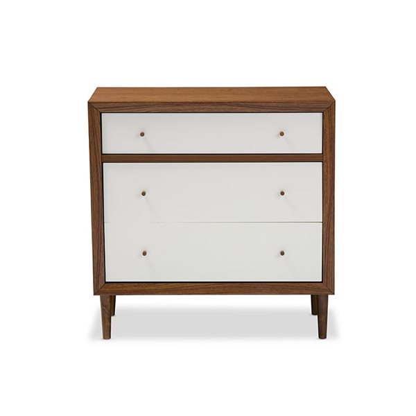 Baxton Studio Harlow Brown/White 3-Drawer Standard Chest