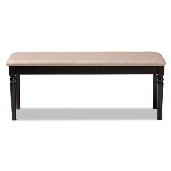 Baxton Studio Giovanni Sand and Dark Brown Rectangular Dining Bench