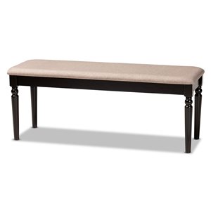 Baxton Studio Giovanni Sand and Dark Brown Rectangular Dining Bench