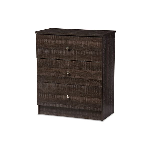 Baxton Studio Decon Brown 3-Drawer Standard Chest