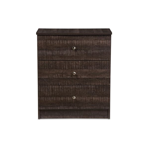 Baxton Studio Decon Brown 3-Drawer Standard Chest