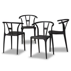 Baxton Studio Warner Black Contemporary Side Chair with Plastic Frame - Set of 4