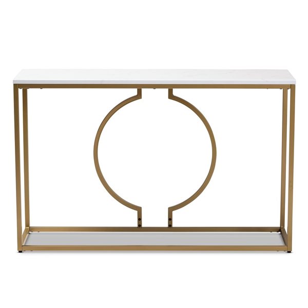 Baxton Studio Caldwell White Faux Marble Glam Console Table 11002LWC