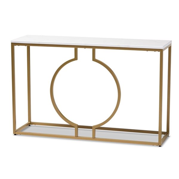 Baxton Studio Caldwell White Faux Marble Glam Console Table 11002LWC