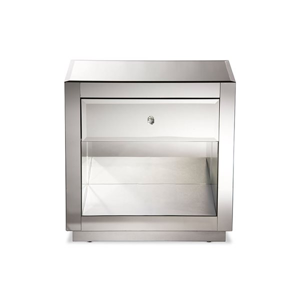 Baxton store mirrored nightstand