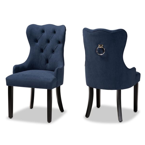 Baxton Studio Fabre Navy Blue Velvet Polyester Upholstered and