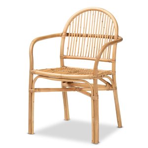 Baxton Studio Tugera Contemporary Arm Chair with Wicker Frame