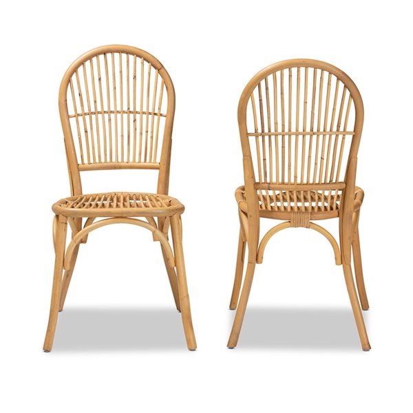 Baxton Studio Wina Contemporary Side Chair with Wicker Frame - Set of 2