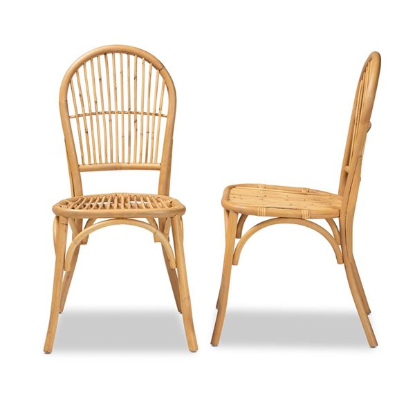 Baxton Studio Wina Contemporary Side Chair with Wicker Frame - Set of 2