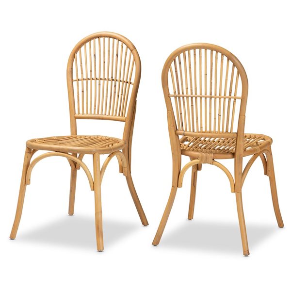 Baxton Studio Wina Contemporary Side Chair with Wicker Frame Set