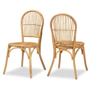 Baxton Studio Wina Contemporary Side Chair with Wicker Frame - Set of 2